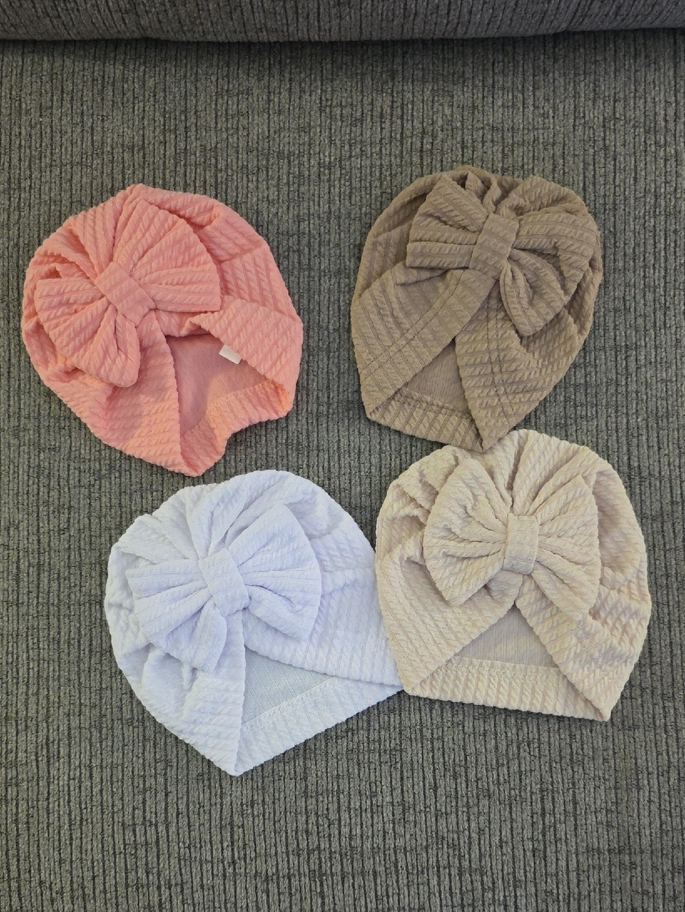 NWOT Newborn Soft Bow Turban Hat - Pink, Taupe, White, Beige